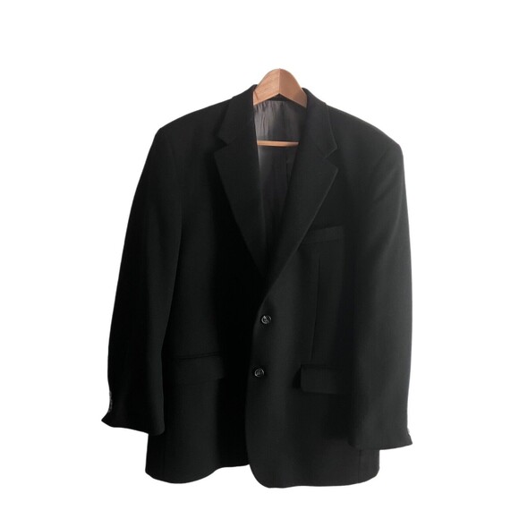 Chap’s Mens Black Two Button Sports Coat Blazer Silk Wool Cashmere Blend 42R - Picture 1 of 9